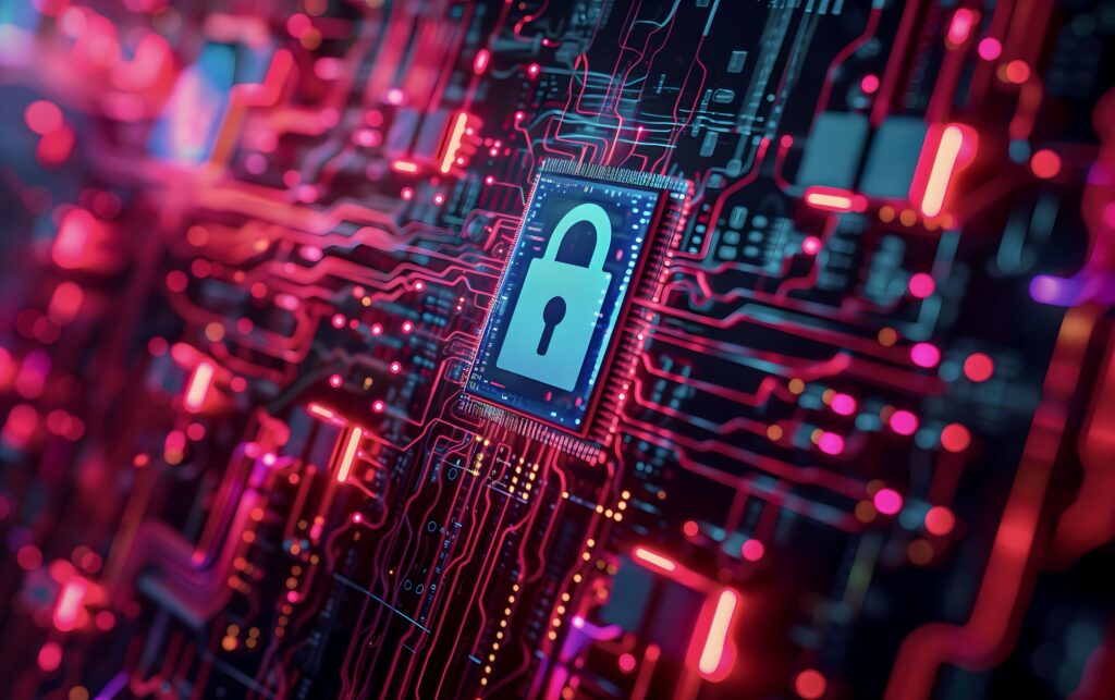 electronic circuit with locks, internet cyber security concept